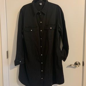 NWOT black jean midi dress duster button down
